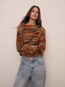 Nöista 柔软质感条纹针织毛衣，穿着舒适，为女性春假提供时尚百搭的单品，完美打造时尚休闲造型、轻松夜晚外出、节日生日装扮和精致情人节造型。 - 棕色 - 查看 4