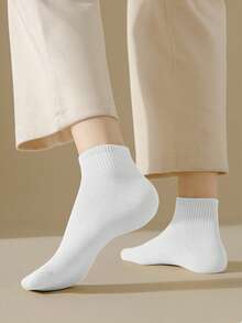 10 Pares de Calcetines Lisos Tobilleros Para Mujer, Calcetines Unitalla - Blanco - Ver 3