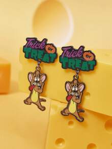 TOM & JERRY X SHEIN 1 Pair Fashionable Women's Popular Cartoon Element Zinc Alloy Earrings - Black - View 1