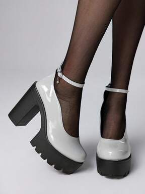 Women's Closed Toe Cross-Strap Mary Jane Shoes, Punk Goth Platform Thick Heel Buckle Strap JK Uniform Shoes, Waterproof Formal Work High Heels For Christmas