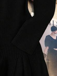 Franclia 新款秋冬法式束腰鱼尾针织连衣裙 - 黑色 - 查看 6