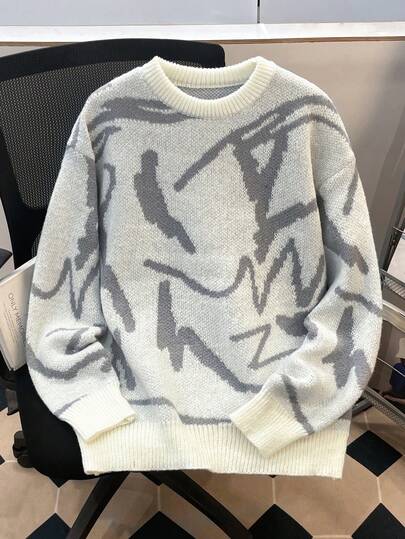 Manfinity Joysei 男士图案落肩毛衣，秋冬款