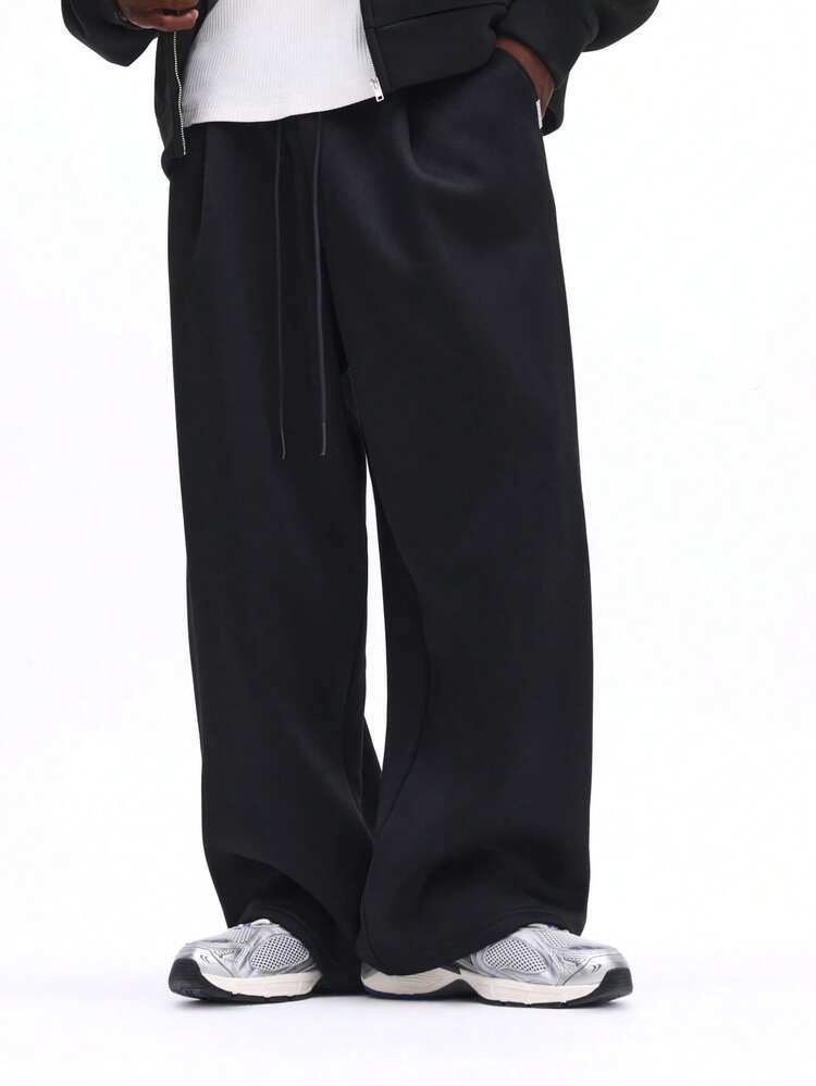 Wide Leg Pleated Trousers With Drawstring