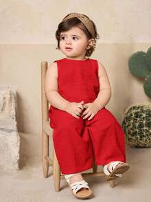 Travachic KIDS Babygirl Summer Cute Ruffle Sleeveless Top And Pants Set - Red - View 3