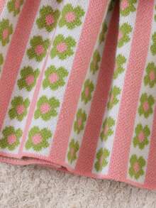 Bộ áo len cardigan dệt kim jacquard nhiều màu họa tiết thu đông cho bé gái - Hồng - Xem 4