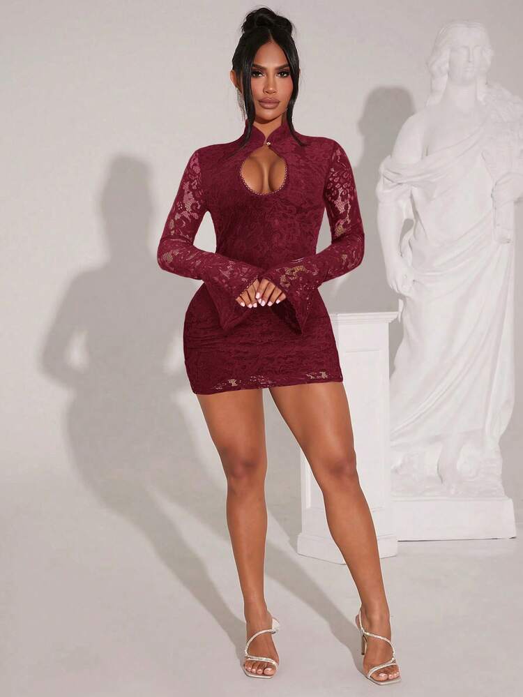 new years eve dress shein SHEIN SXY Winter Red Party Dress New Year's Eve Lace Sexy Dress New Year's  Dress, Chinese Style New Year's Dress