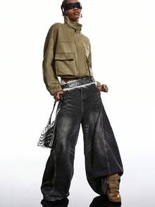 LYSMO 2025 Minimalist Winter Women's Women's Solid Color High Collar Zipper Pocket Casual Long Sleeve Regular Jacket , Winter For Women New Year Thanksgiving Stylish Collection - Green - View 4