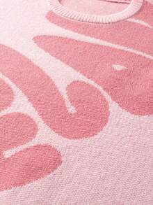 Manfinity EMRG 男士加大码字母图案圆领长袖休闲毛衣，秋冬季 - 粉色 - 查看 3