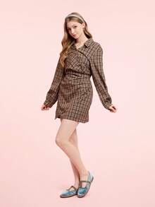 CUCCOO DOLLMOD 女士海军蓝优雅丝绒经典舒适T字带玛丽珍平底鞋 - 水藍色 - 查看 6