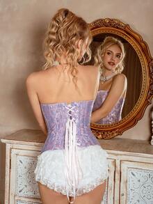 Myrelith Textured Elegant Purple Bandeau Shapewear Top - Pink - View 2