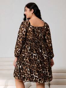 Váy xòe ngắn họa tiết da báo thu/đông 2025, đa năng cho các buổi đi chơi, hẹn hò, thường ngày, đi làm, tụ tập, thời trang thành thị, cỡ lớn - Nhiều màu - Xem 2