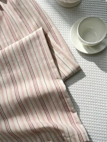 Elamini 女士条纹休闲宽松设计裤，日常穿着，学院风 - 粉色 - 查看 6