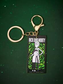 Rick and Morty X SHEIN 1pc Zinc Alloy Drip Oil Cartoon Series Keychain, Luxury Niche Casual Couples, Also Suitable For Bag Decor, Fit For Party, Concert, Festival - Gold - View 2