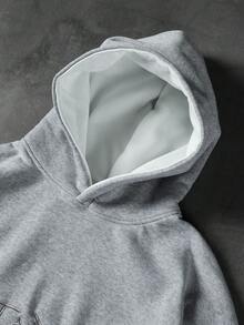 PAVTROS 男士字母刺绣口袋连帽衫和抽绳腰带运动裤套装 - 灰色 - 查看 4