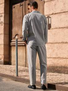 Manfinity VCAY Men's Casual Striped Button-Up Shirt Set - Black - View 2