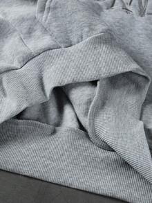 PAVTROS 男士字母刺绣口袋连帽衫和抽绳腰带运动裤套装 - 灰色 - 查看 7