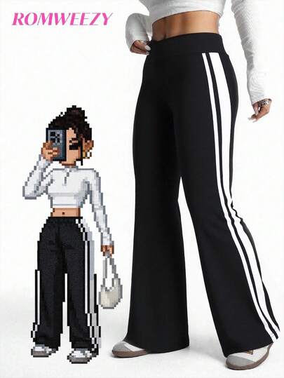 Sparklyn 3pcs Girls' Black Flare Pants, Versatile Casual, Spring/Summer