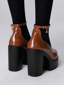 ROMWE Sapatos de Salto Alto Femininos Elegantes, Versáteis e à Prova d'Água - Amarelo - Visão 5
