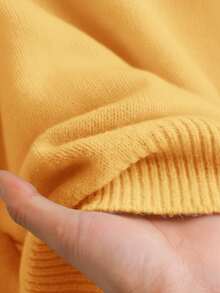 CosyJoli Suéter holgado de talla grande con cuello en V, lazo y espalda suelta - Amarillo - Ver 8