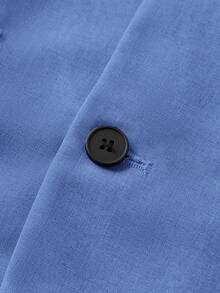 SHEIN 2pcs Tween Boy Summer Casual School Gentleman Cute Solid Color Suit Jacket & Elastic Waist Formal Trouser Set, Suitable For Birthday Party, Ceremony, Performance, Wedding, Boys Blue Suit Set, Boy Blue Suit, Toddler Boy Suit, Boys Light Blue Suit,In Fall/Winter