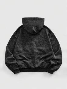 ROMWE MEN Anime Sudadera con capucha de manga larga con estampado gráfico gótico oscuro para hombres - Negro - Ver 2