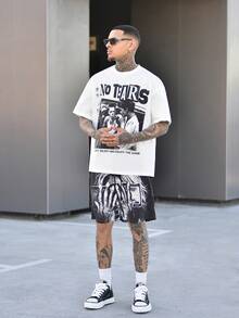 Devon Thys 男士新款时尚嘻哈风格印花T恤 - 白色 - 查看 5