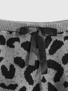 ROMWE Kawaii 2pcs/Set Women Leopard Print Bow Decor Sweater - Multicolor - View 8