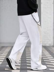 Manfinity Roughcore Men's Patchwork Pocket Loose Casual Wide Leg Jeans For Boyfriend & Husband - Multicolor - View 2