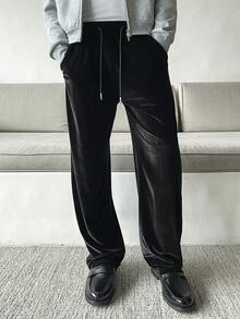 HUEFORM 男士纯色休闲抽绳腰带口袋运动裤 - 黑色 - 查看 3