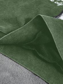 PAVTROS 男士撞色印花连帽衫 绿色图案连帽衫 纽约连帽衫 图案连帽衫 短款连帽衫 男士连帽衫 - 綠色 - 查看 4