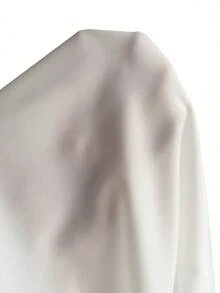 SHEIN PETITE 女士优雅纯色褶皱腰长袖衬衫 - 白色 - 查看 4