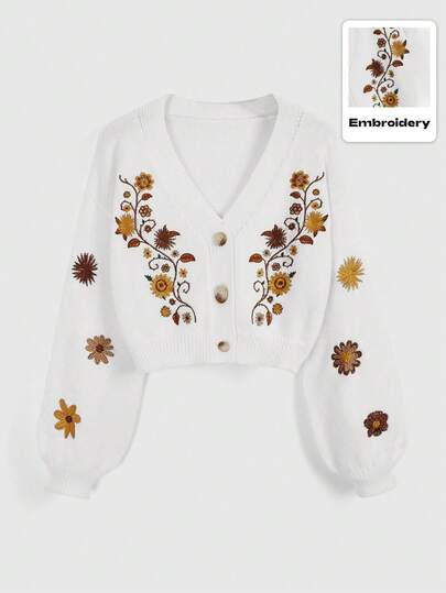 Hippie Cardigan bohème de style cottagecore brodé pour femmes