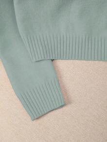 Franclia Fashionable Solid Color Patchwork Fur Collar Sweater, Autumn/Winter - Mint Green - View 6