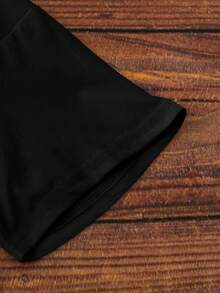 INAWLY EZwear Casual T-Shirt With Star & Letter Pattern, Relaxed Fit, Round Neck Short Sleeve, For Women - Black - View 4