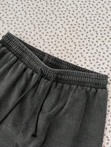 SHEIN 2件套少女黑色雪花针织高领长袖上衣和休闲复古雪花运动裤套装，适合秋冬季叠穿 - 深灰色 - 查看 3
