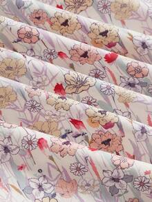 SHEIN MOD Ditsy Floral Print Ruched Bust Split Thigh Dress - Multicolor - View 3