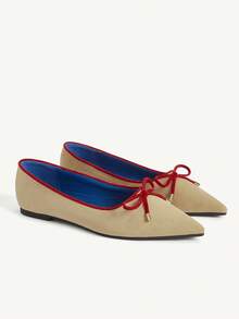 CUCCOO CHICEST Giày bệt mũi nhọn họa tiết bướm thanh lịch dành cho nữ - Màu be - Xem 8