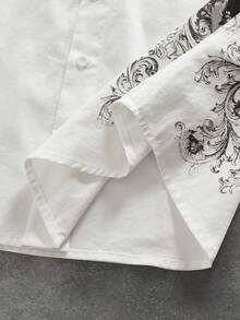 ROMWE MEN Goth Chemise col blanc crâne sombre punk pour homme - Blanc - Voir 5