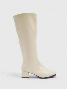 Daringsoles Women's Fashion Versatile Simple Chunky Heel Mid-Calf Boots For Christmas