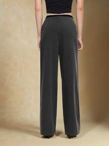 BizChic 2025 Herbst/Winter Neue graue gestreifte Hose mit Taillenkontrastbesatz und weitem Bein, Anzughose, Vintage Chic Urban Pendler Alltags Lässig Romantisch 90er Weihnachten Neujahr, Elegante Party Formell Strand Abschluss Mode, Vielseitig Romantisch, Geeignet für Hochzeitsgäste, Gastgeber, Date, Party, Konzert, Bühnenauftritt, Frühstück, Flughafen, Mehrzweck - Dunkelgrau - Übersicht 3