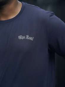 Heavens Edit Men's Summer Slogan Pigeon Print Short-Sleeved Round Neck Casual Commuter T-Shirt, Emo - Navy Blue - View 3