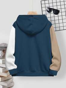 男童休闲宽松舒适长袖卫衣，适合秋冬季节穿着，图案T恤，X码，童装 - 彩色 - 查看 2