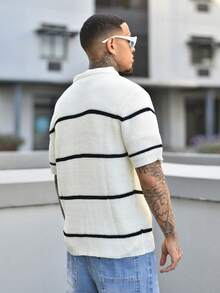 Devon Thys Men's Casual Solid Color Pullover Sweater With Hollow Button Knitted Top - White - View 2
