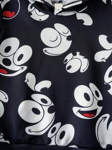 SHEIN Felix The Cat Young Boy Casual Black Cartoon Pattern Cute Long Sleeve Sweatshirt, Suitable For Spring And Autumn - Black - View 6