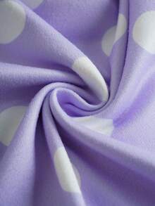 Nick 90s | SHEIN 女童可爱波点针织圆领上衣和裤子修身睡衣套装 - 紫色 - 查看 6