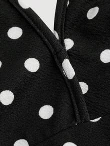 SHEIN MOD Váy ôm sát chấm bi cổ chữ V cho nữ, Váy dạ hội màu đen, Trang phục khoét rỗng, Váy thanh lịch cho nữ, Váy gợi cảm, Váy chấm bi màu đen - Đen và trắng - Xem 4