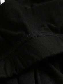 SHEIN Tall CURVE Plus Size Women Casual Solid Color Versatile A-Line Skirt - Black - View 4