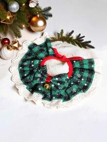 PETSIN 节日宠物围巾，铃铛猫狗围巾，欧根纱蕾丝猫狗围巾，宠物围巾，适合中小型犬，各种猫