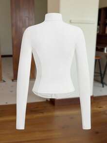 SHEIN EZwear Women's White Knitted Sun Protection Jacket In Fall/Winter - White - View 2