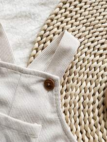 Vintaside Kids 新生儿连体衣，灯芯绒面料，乡村风格，时尚百搭，休闲可爱，男女皆宜，适合新生儿，春、秋、冬三季穿着。 - 杏色 - 查看 6